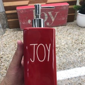 🌲 Rae Dunn Red JOY Large Soap Dispenser Pump NEW